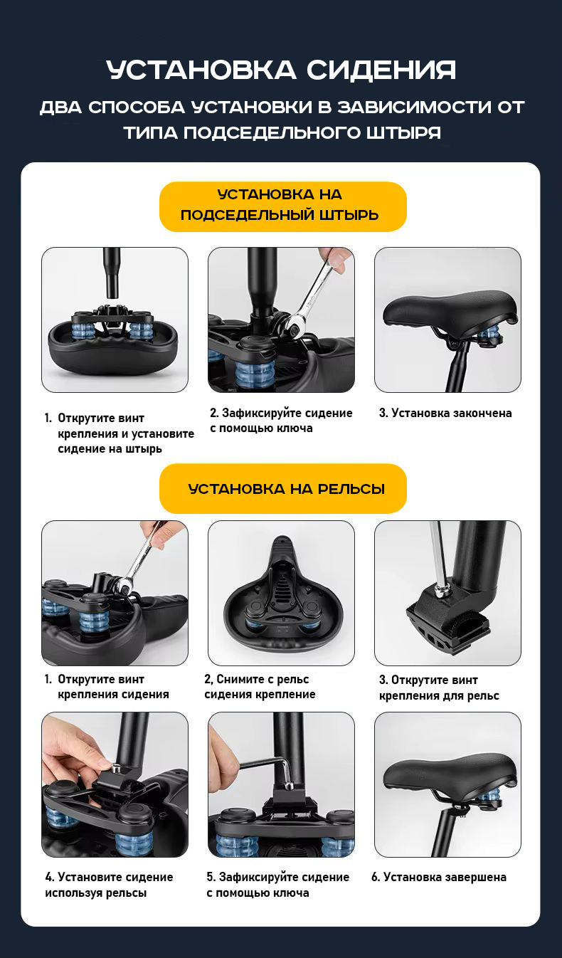 Седло ROCKBROS 8730-3 гелевое с демпферами, с эффектом памяти, 260x230х70 мм, с отверстием; черный