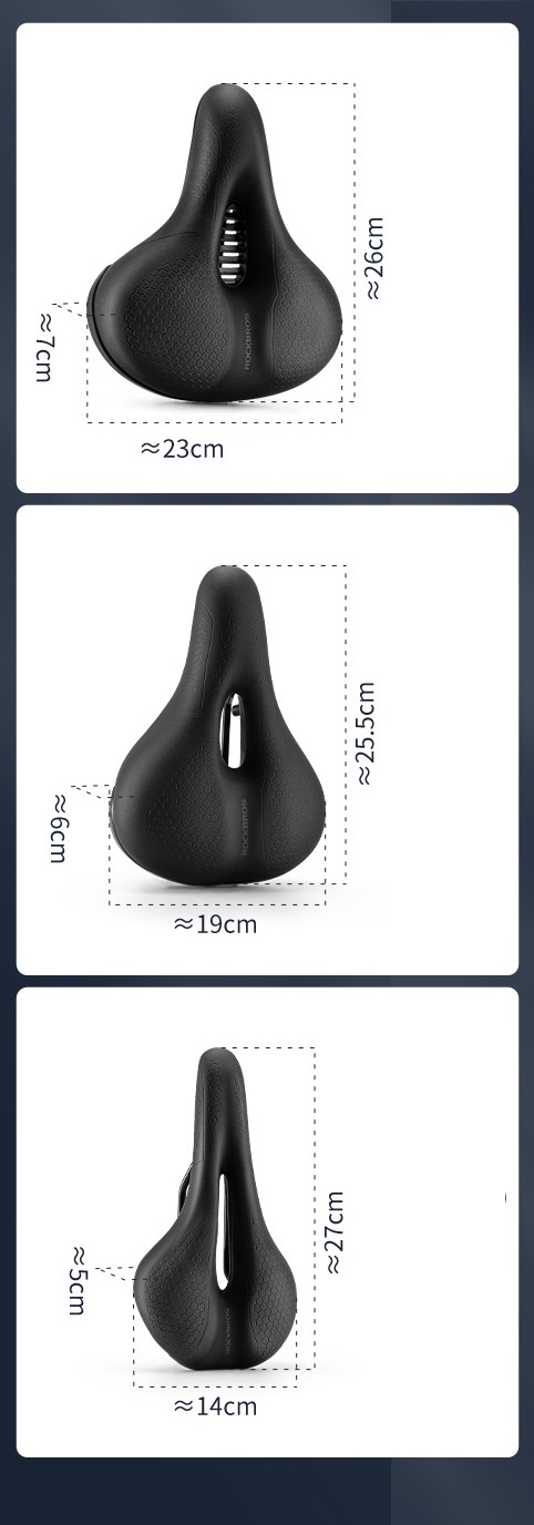 Седло ROCKBROS 8730-3 гелевое с демпферами, с эффектом памяти, 260x230х70 мм, с отверстием; черный