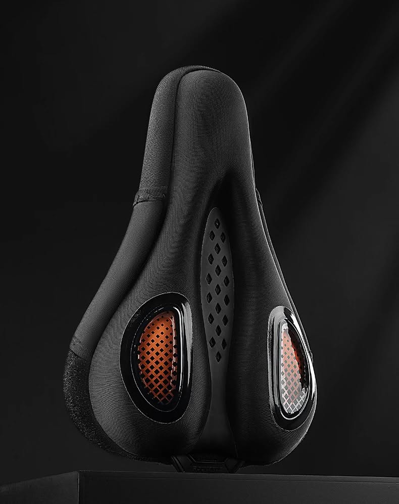 Накладка на седло ROCKBROS G00081 на липучках, лайкра/силикон с эффектом памяти, 292 г; оранжевый