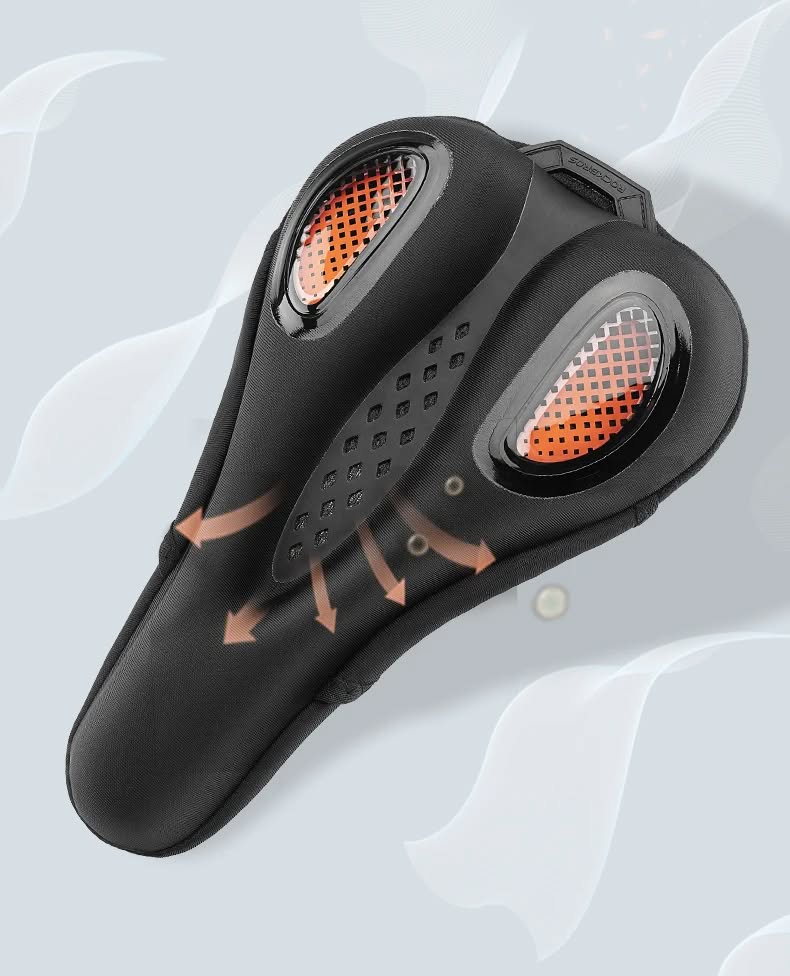 Накладка на седло ROCKBROS G00081 на липучках, лайкра/силикон с эффектом памяти, 292 г; оранжевый