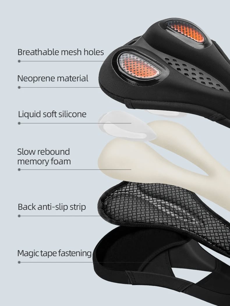 Накладка на седло ROCKBROS G00081 на липучках, лайкра/силикон с эффектом памяти, 292 г; оранжевый