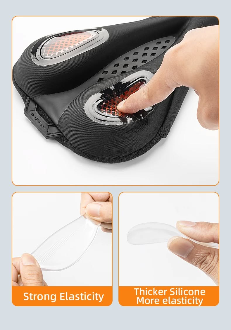 Накладка на седло ROCKBROS G00081 на липучках, лайкра/силикон с эффектом памяти, 292 г; оранжевый