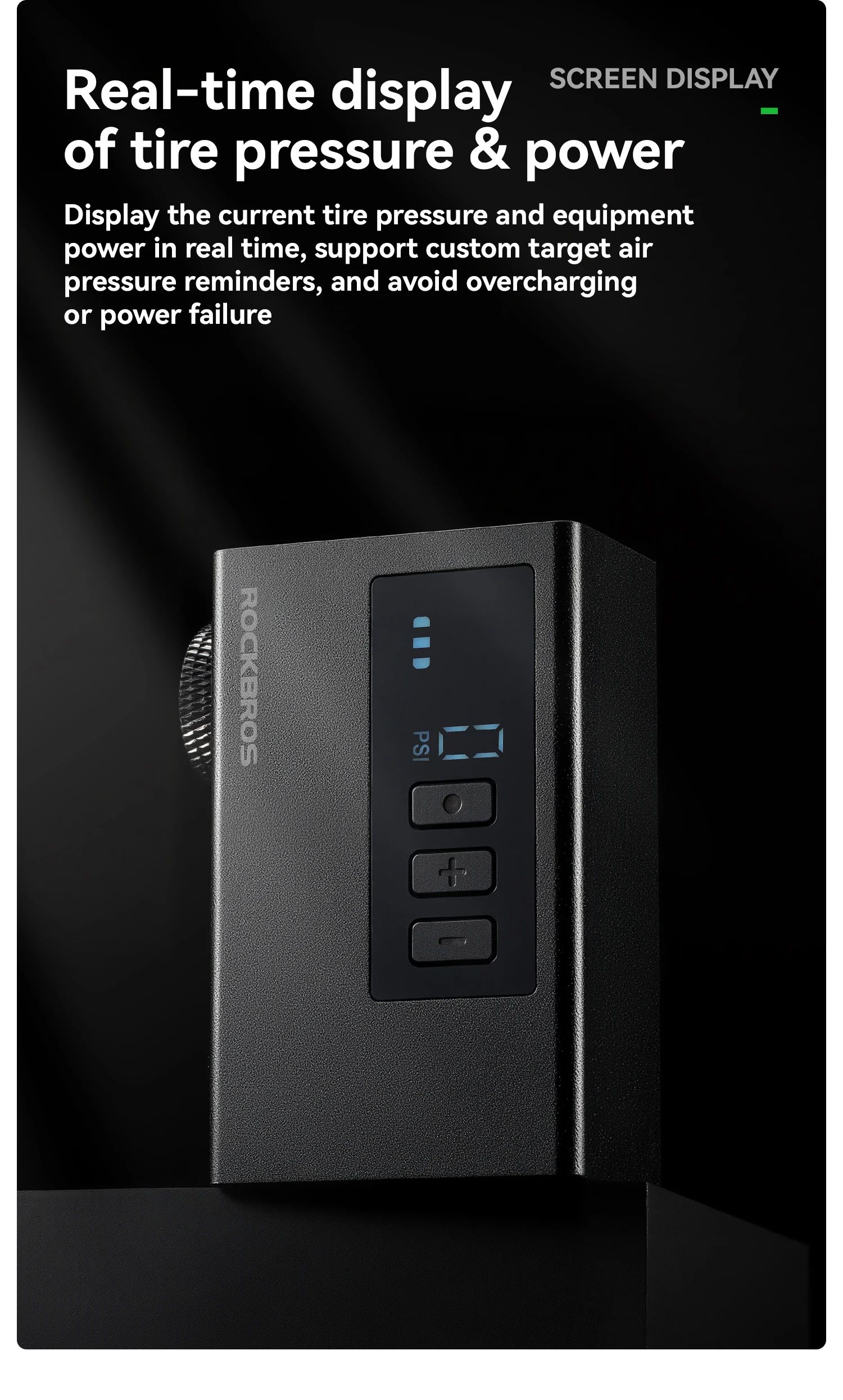 Насос электро ROCKBROS AS240 Pro мини, Type-C, до 120 PSI; черный