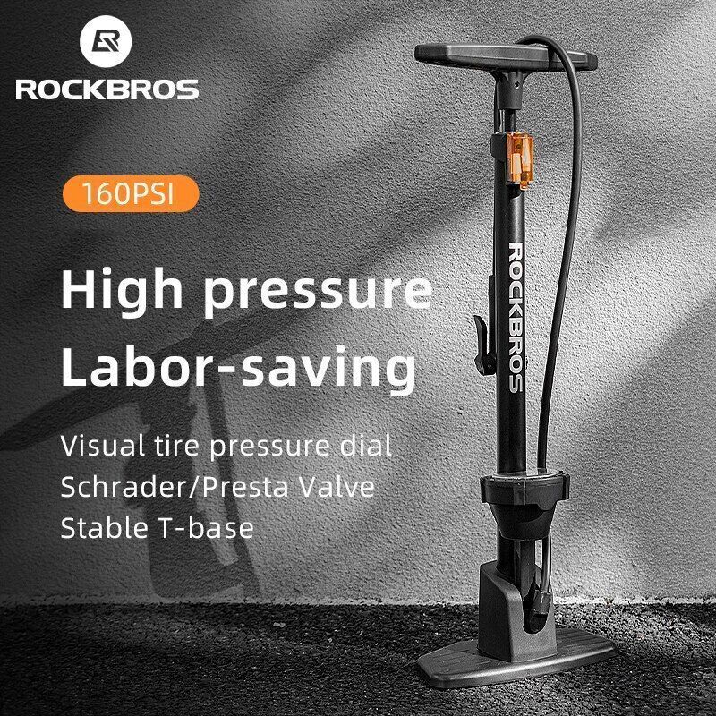 Насос напольный Rockbros алюминиевый с манометром и устойчивой платформой. 160psi. Арт. RB_423100020
