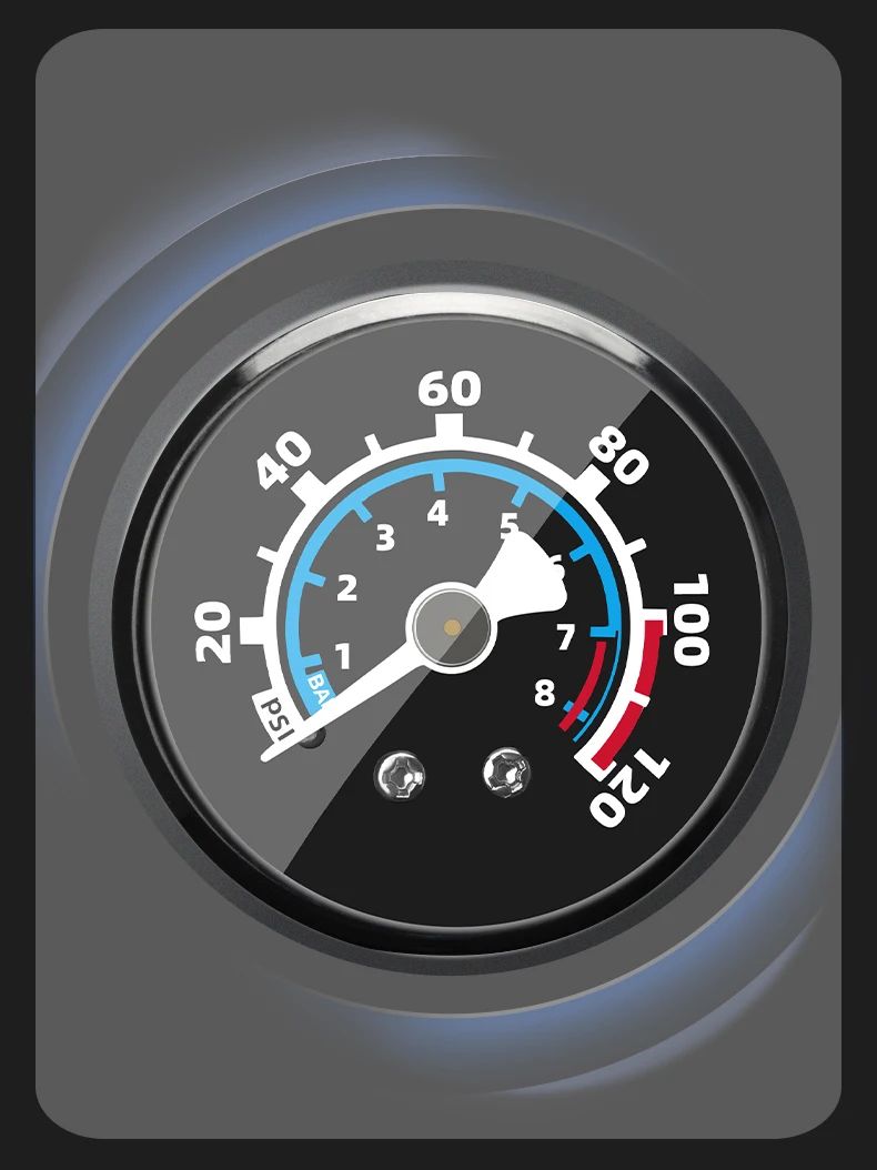 Насос ROCKBROS компактный, алюминий, Т-ручка, со шлангом, с манометром, до 120 PSI; черный