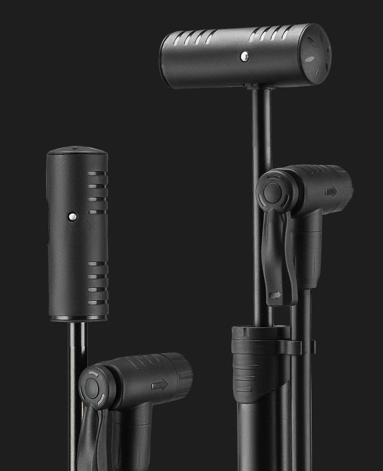 Насос ROCKBROS компактный, алюминий, Т-ручка, со шлангом, с манометром, до 120 PSI; черный