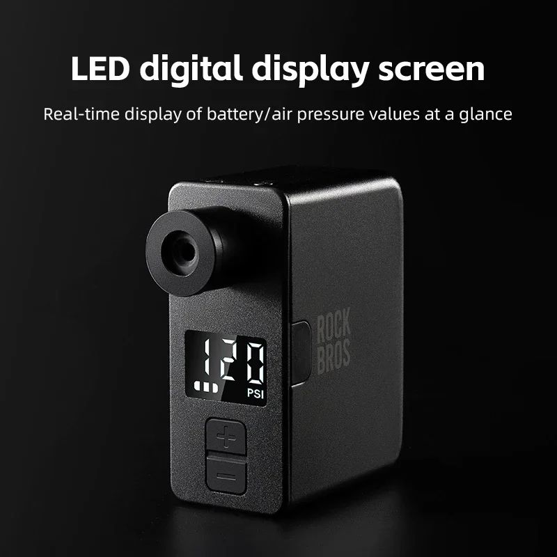 Насос электро ROCKBROS AS1 PRO мини, Type-C, до 120 PSI; черный