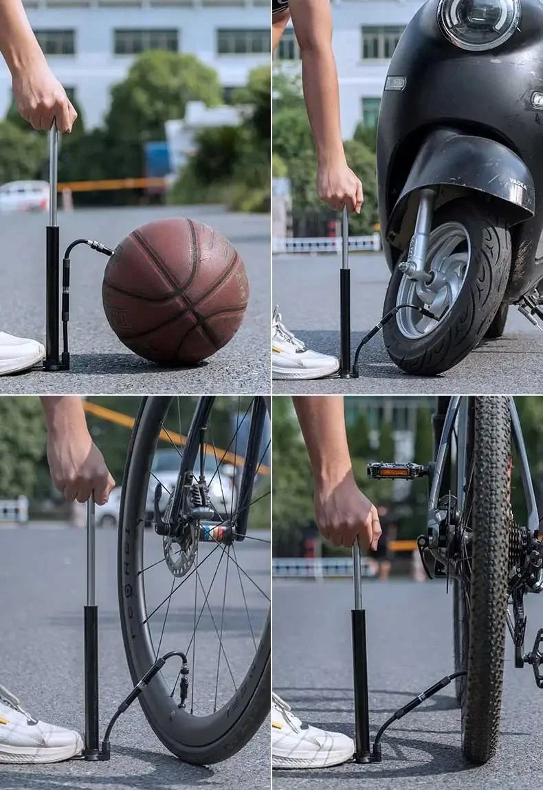 Насос напольный ROCKBROS MP2821, компактный, алюминий, с манометром, до 120 PSI; черный