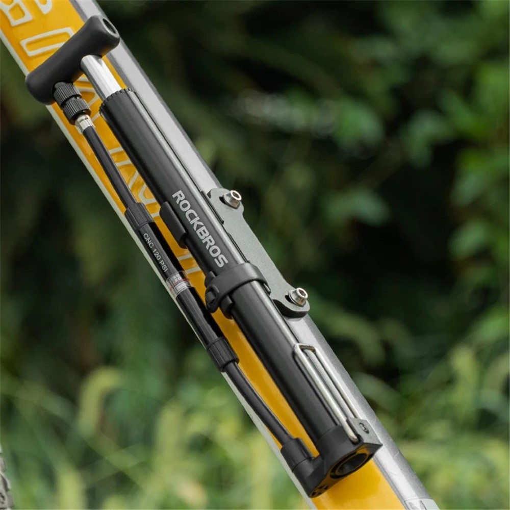 Насос напольный ROCKBROS MP2821, компактный, алюминий, с манометром, до 120 PSI; черный