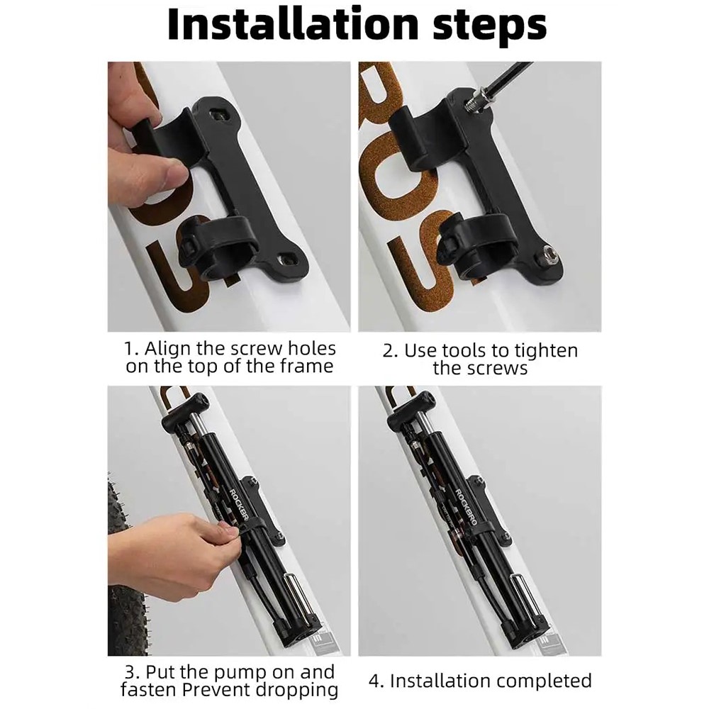 Насос напольный ROCKBROS MP2821, компактный, алюминий, с манометром, до 120 PSI; черный