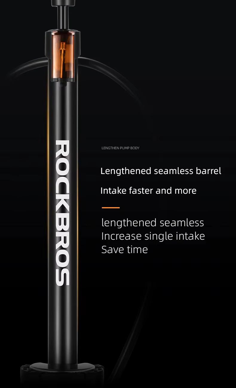 Насос напольный Rockbros стальной с манометром и складной платформой. 160psi. Арт. RB_42410002001