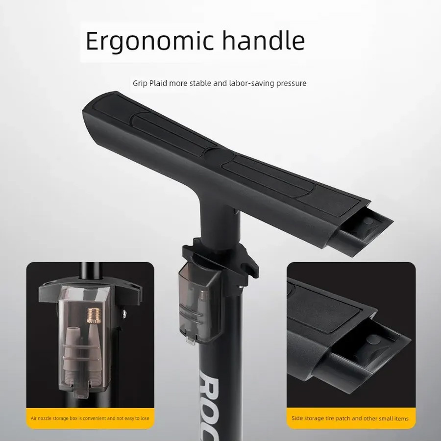 Насос напольный ROCKBROS ZD-6132MB, с манометром, до 150 PSI; черный