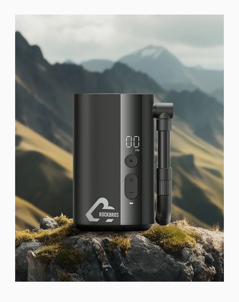 Насос электро ROCKBROS QJCQBM1 мини, Type-C, до 150 PSI; черный