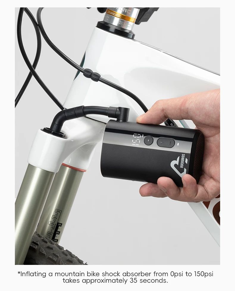 Насос электро ROCKBROS QJCQBM1 мини, Type-C, до 150 PSI; черный