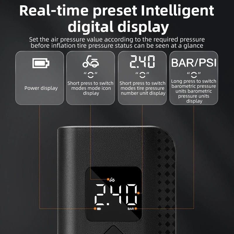 Насос электро ROCKBROS A13, Type-C, до 150 PSI; черный