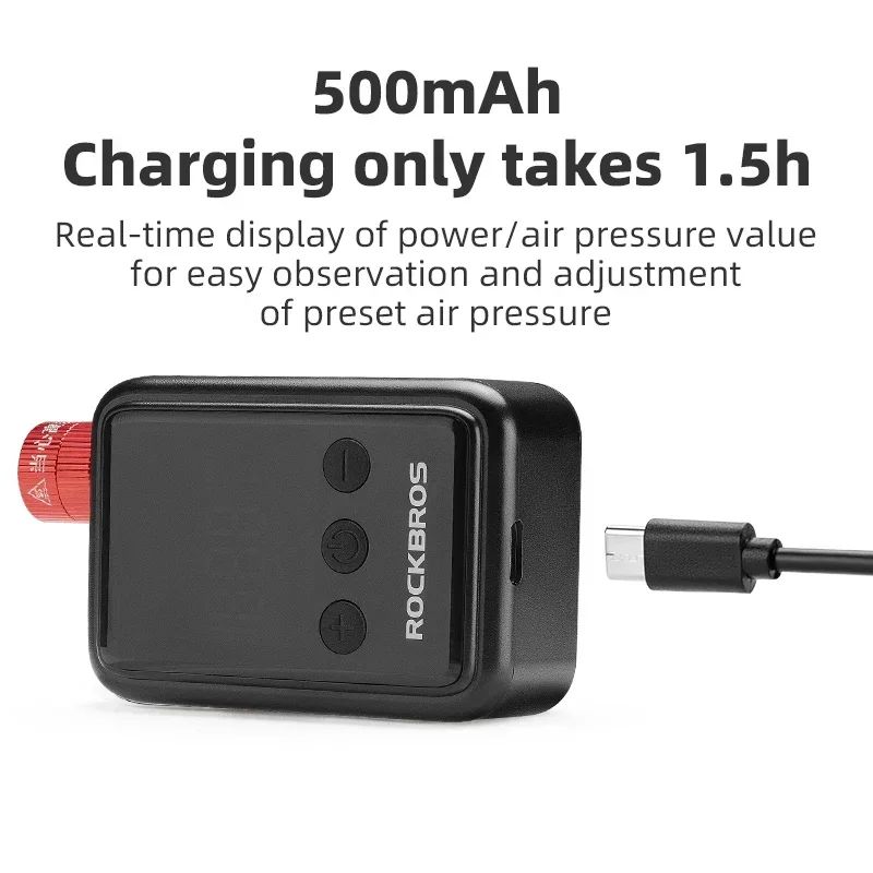 Насос электро ROCKBROS HW-140 мини, с силиконовым чехлом, Type-C, до 150 PSI; черный