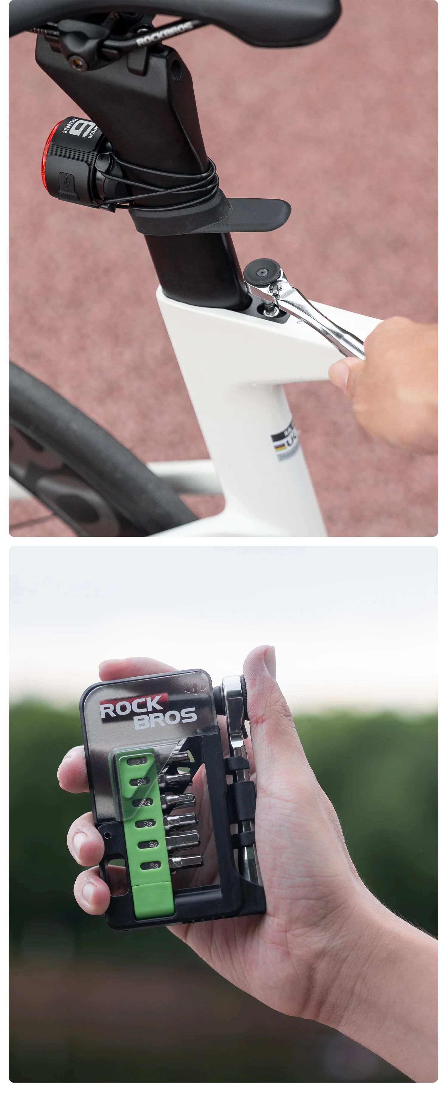 Набор инструментов ROCKBROS TG-T8008, трещотка магнитная с битами; черный/зеленый