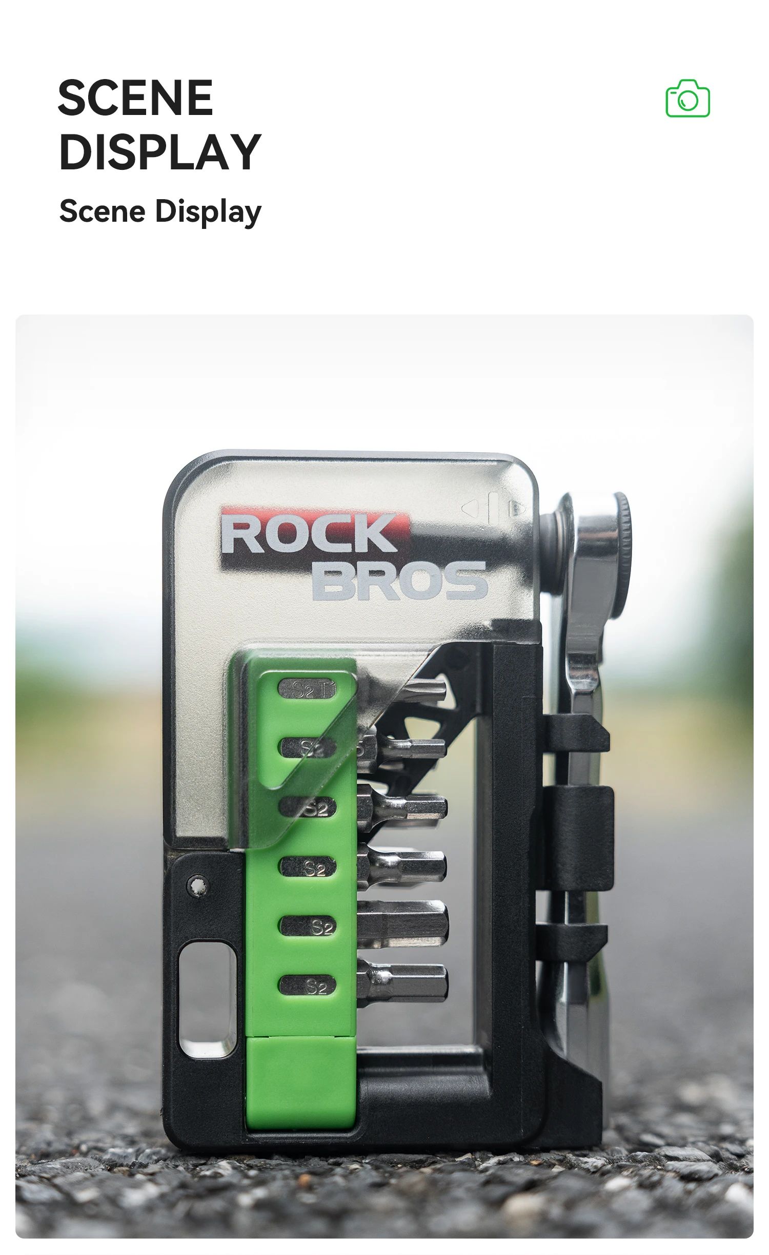 Набор инструментов ROCKBROS TG-T8008, трещотка магнитная с битами; черный/зеленый