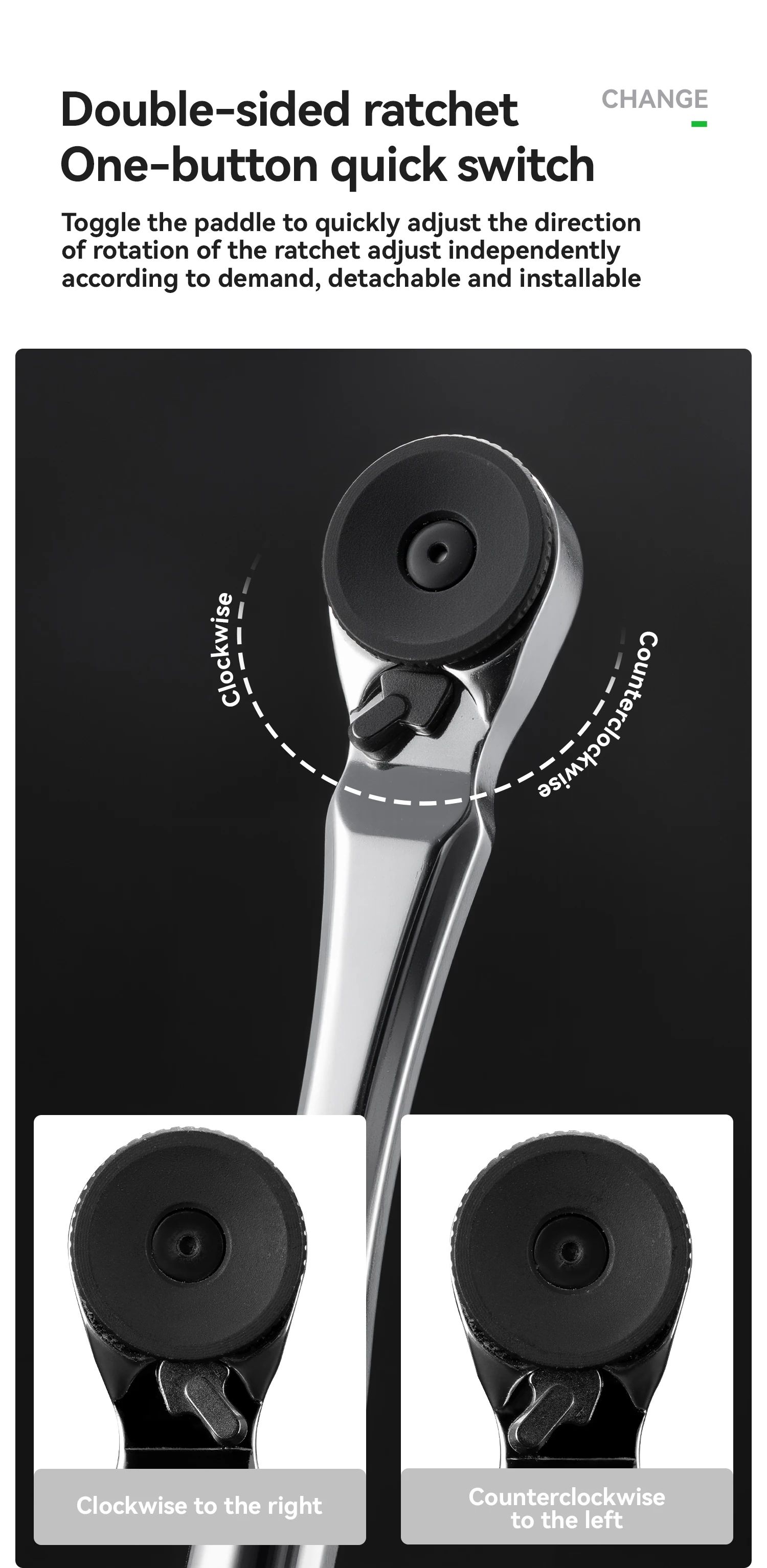 Набор инструментов ROCKBROS TG-T8008, трещотка магнитная с битами; черный/зеленый