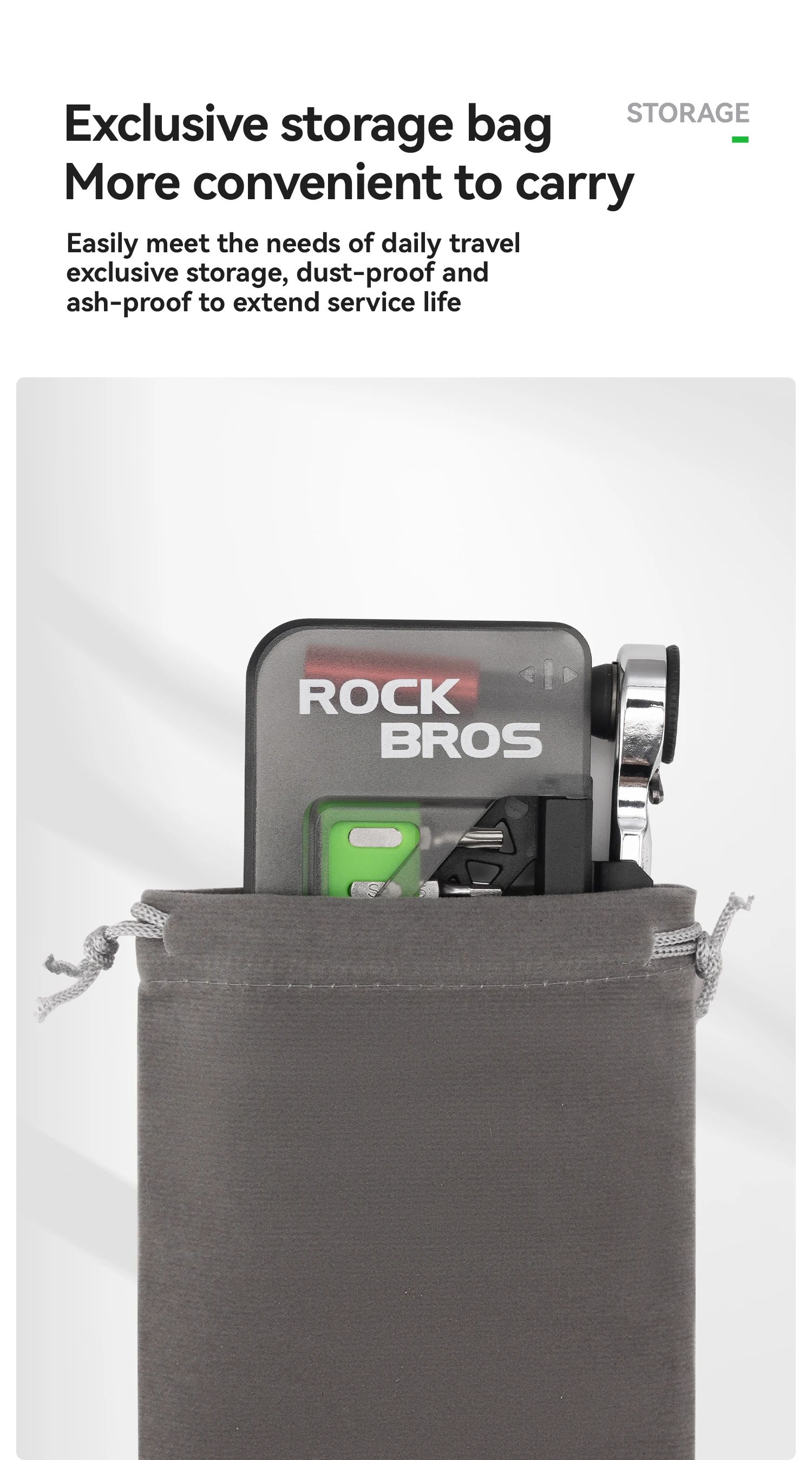 Набор инструментов ROCKBROS TG-T8008, трещотка магнитная с битами; черный/зеленый