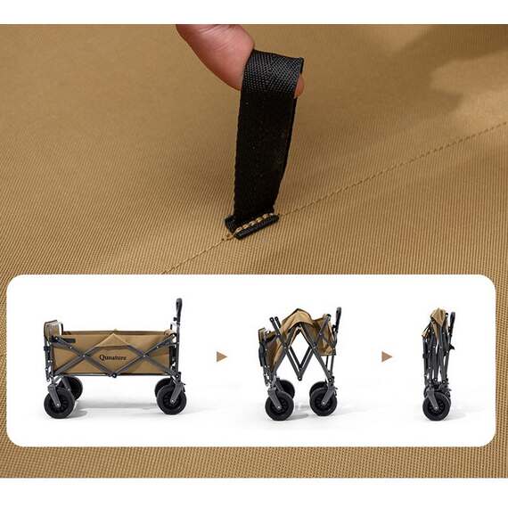 Тележка Qunature для кемпинга, складная, с ручкой, до 180 л / 150 кг; бежевый