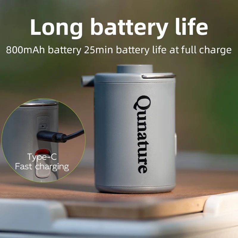 Насос Qunature VOLCANO2 мини походный, 69 г, Type-C; серый