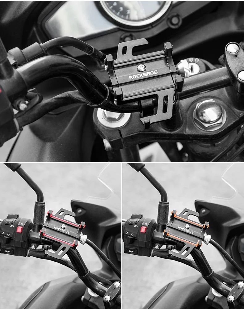 Держатель для телефона ROCKBROS 699 регулируемый, крепление на руль; черно-красный