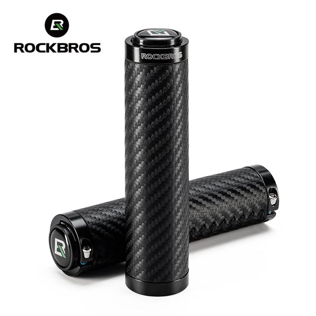 Грипсы ROCKBROS LKTW01 PU-кожа с карбоновым принтом, с замками; черный