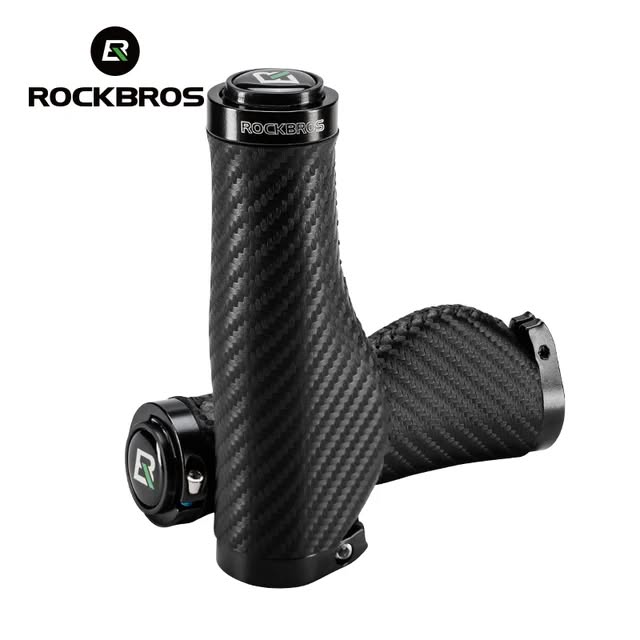 Грипсы ROCKBROS LKTW01 анатомические, PU-кожа с карбоновым принтом, с замками; черный
