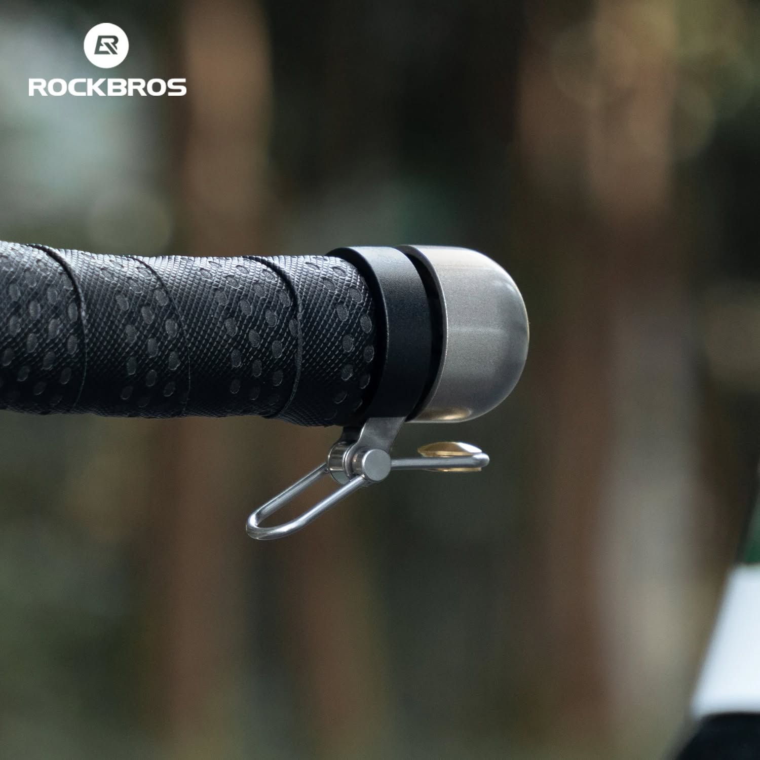 Звонок ROCKBROS BB2502 для руля баран, в виде заглушки; титановый цвет