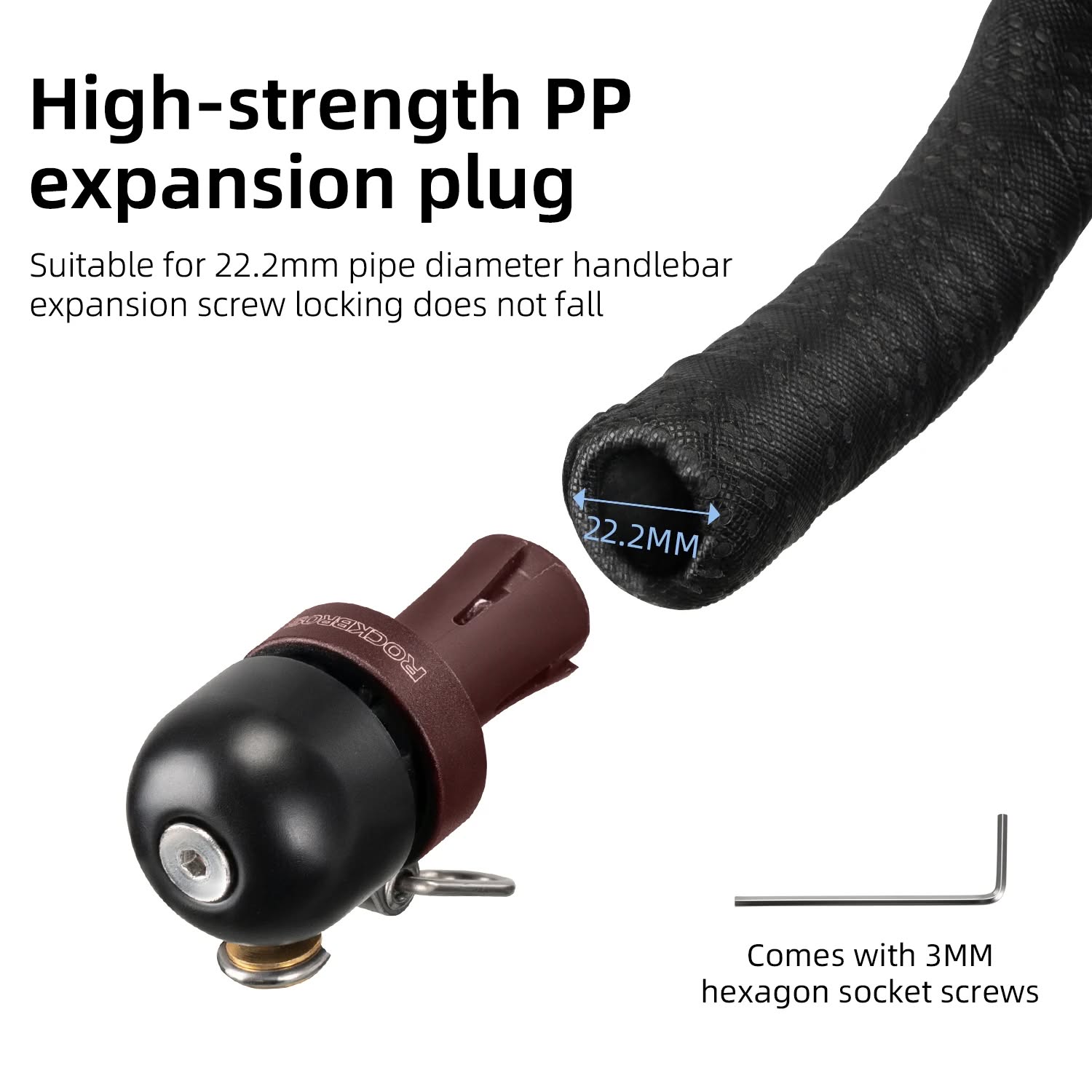 Звонок ROCKBROS BB2502 для руля баран, в виде заглушки; титановый цвет