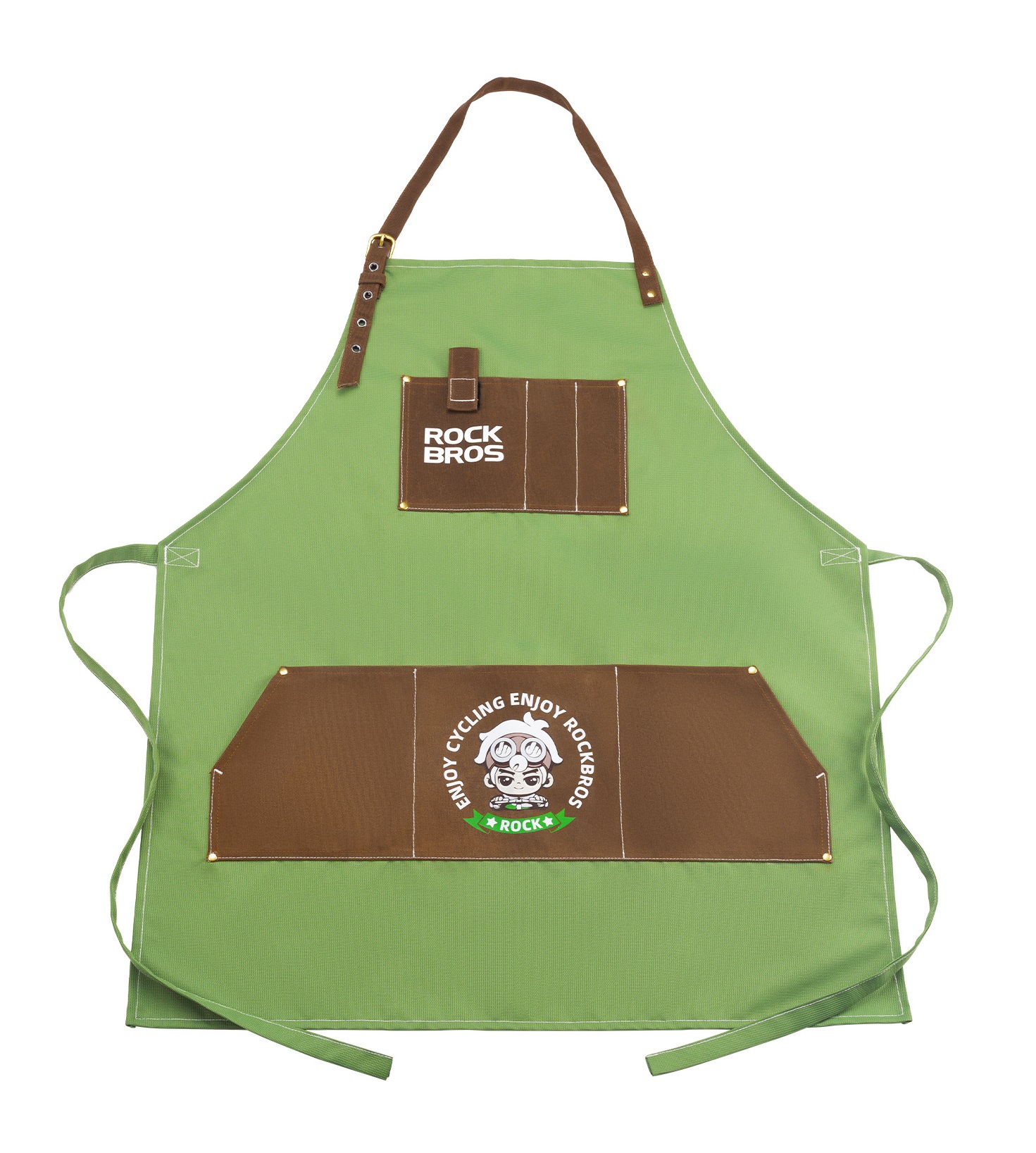 Фартук ROCKBROS D008 для механика; зеленый с коричневым