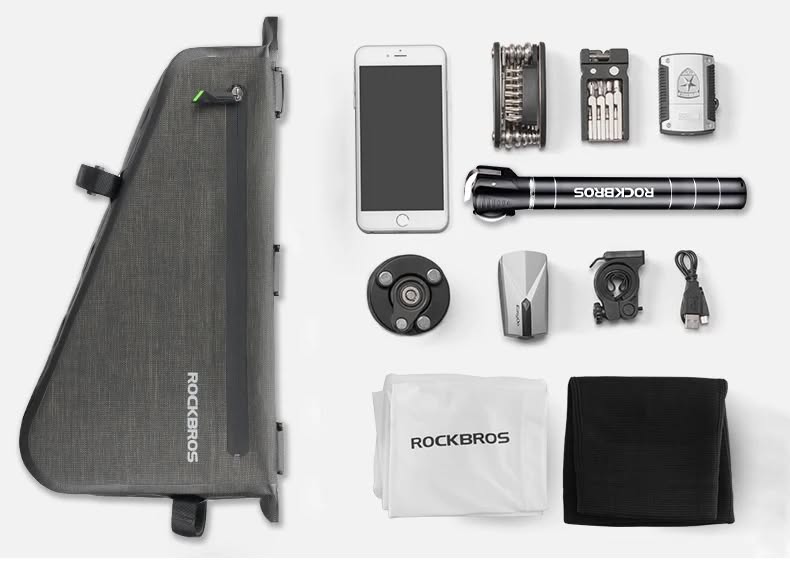 Велосумка ROCKBROS AS-017-1 на раму, треугольная, нейлон, объем 8 л; черный
