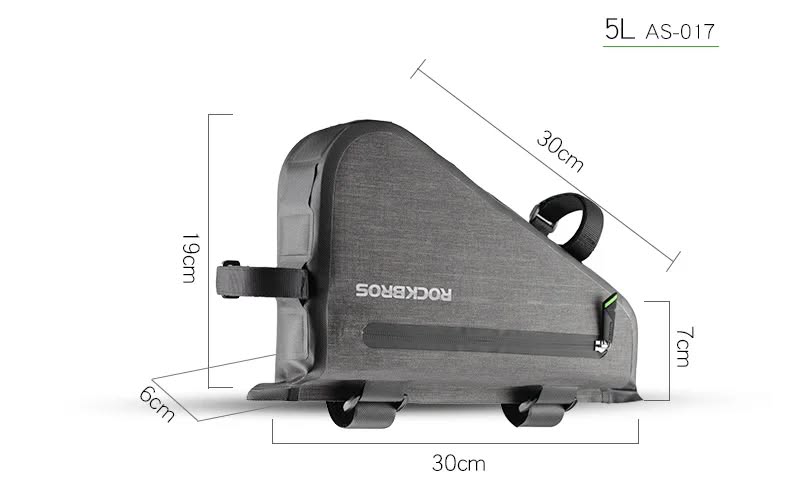 Велосумка ROCKBROS AS-017 на раму, треугольная, нейлон, объем 5 л; черный