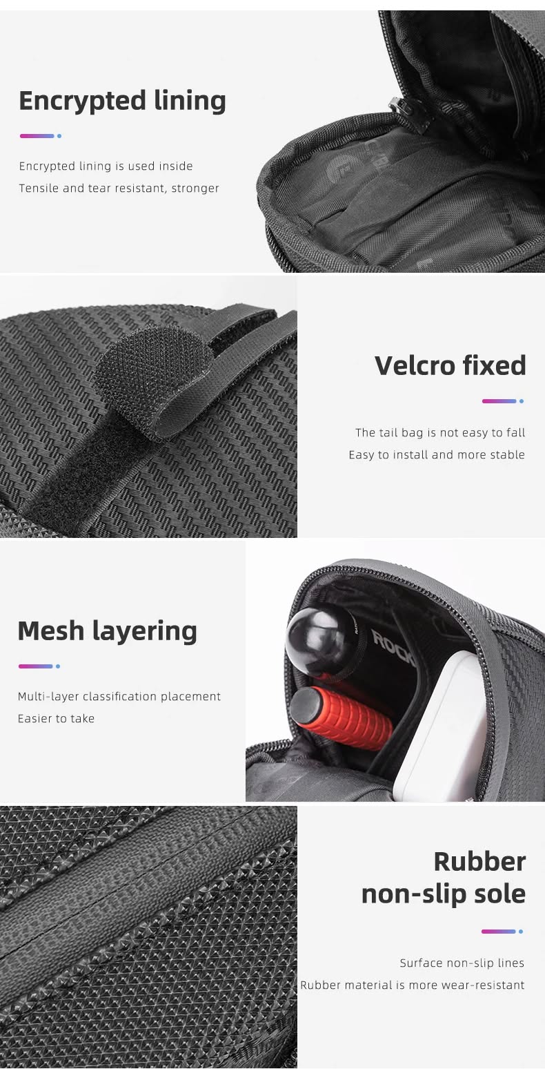 Велосумка ROCKBROS B74 на подседельный штырь и седло, объем 0,73 л; черный