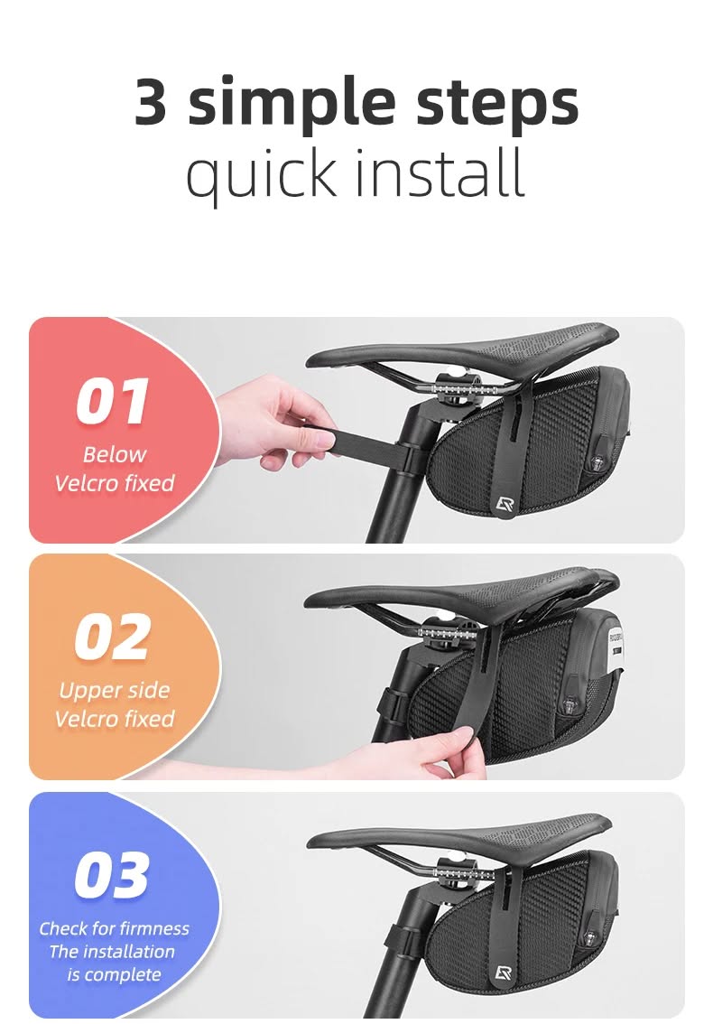 Велосумка ROCKBROS B74 на подседельный штырь и седло, объем 0,73 л; черный