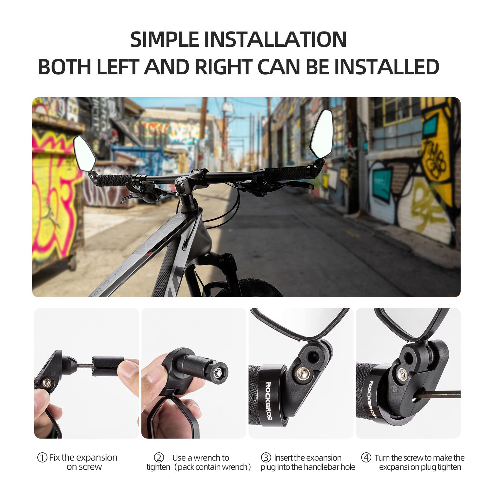 Зеркало в руль ROCKBROS, в форме ромба, арт FK-211