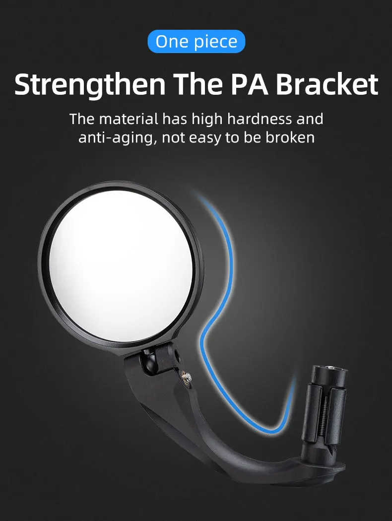 Зеркало заднего вида ROCKBROS на руль велосипеда, круглое, короткий рычаг; черный