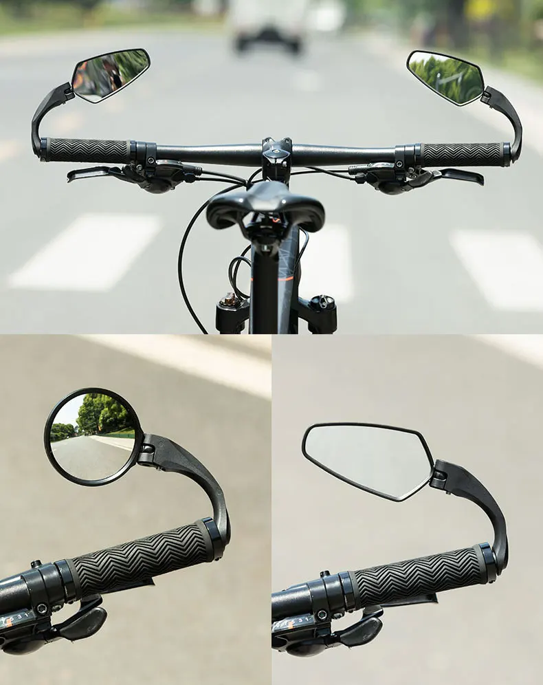 Зеркало заднего вида ROCKBROS на руль велосипеда, круглое, короткий рычаг; черный