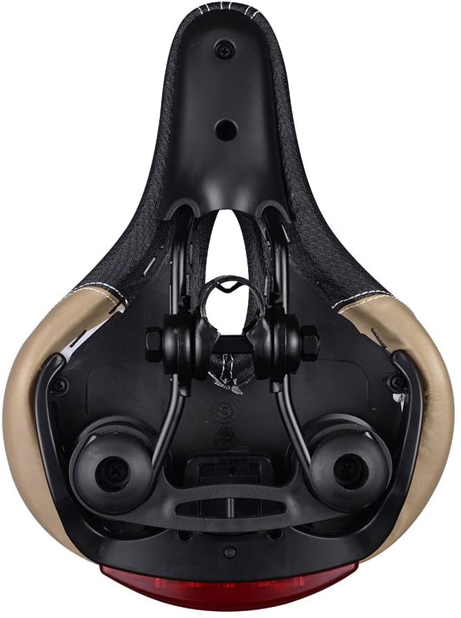 Седло ROCKBROS FU-3300L с задним фонарем, комфортное, с отверстием, 280x210x60 мм; черный/бежевый