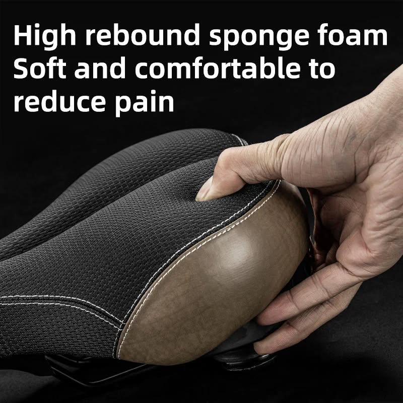 Седло ROCKBROS FU-3300L с задним фонарем, комфортное, с отверстием, 280x210x60 мм; черный/бежевый