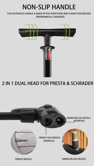 Насос напольный ROCKBROS черный, 160 PSI