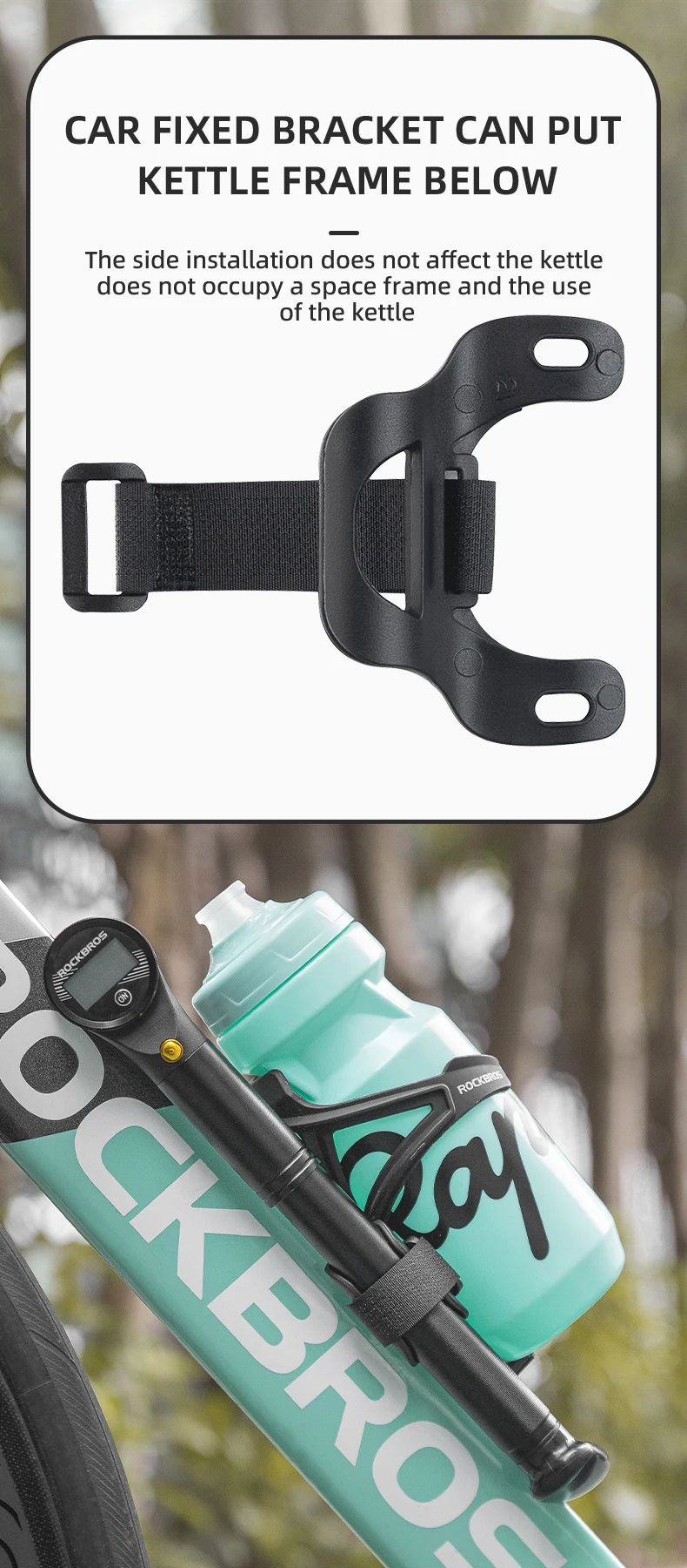 Насос высокого давления ROCKBROS PB023AB со шлангом, цифровой манометр, двойной ход, до 320 PSI; чер