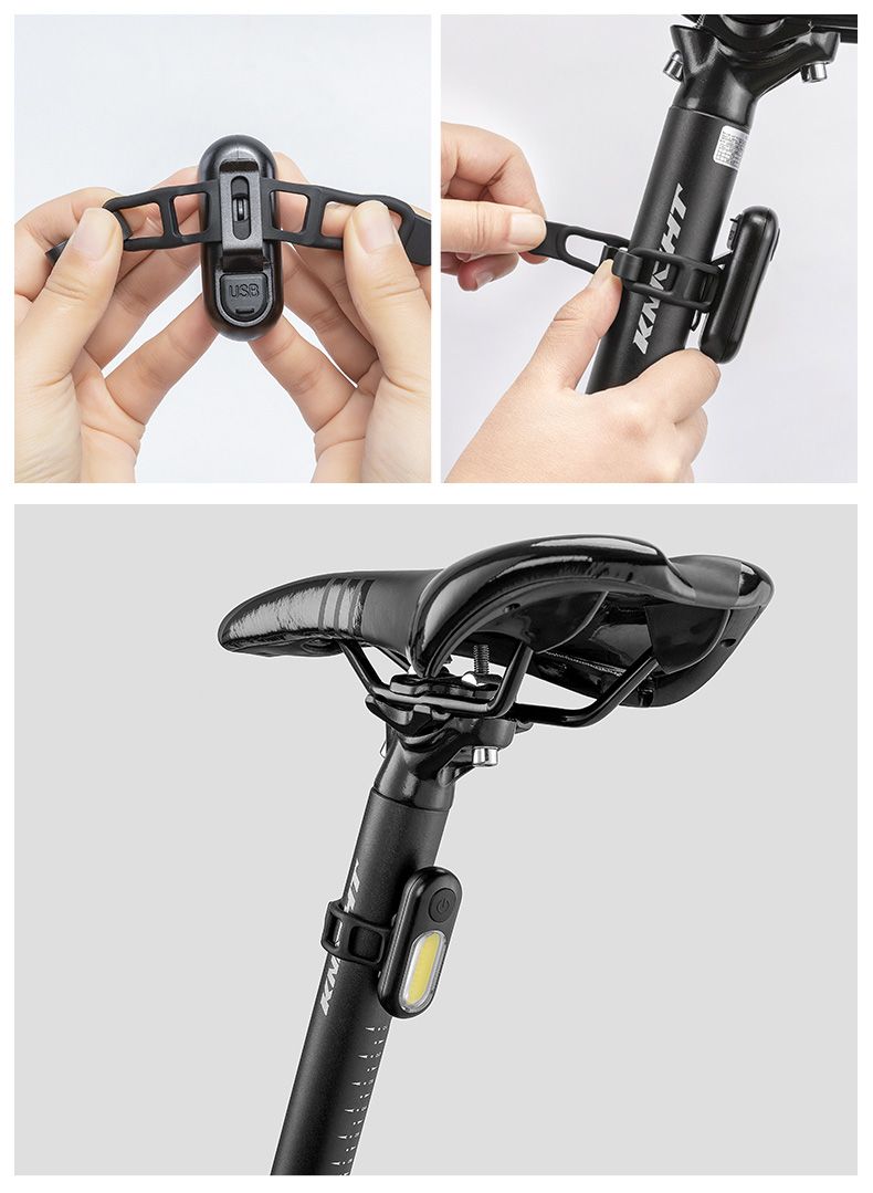 Фонарь задний ROCKBROS , крепеж на заднюю трубу, двойное мигание красным или белым, USB