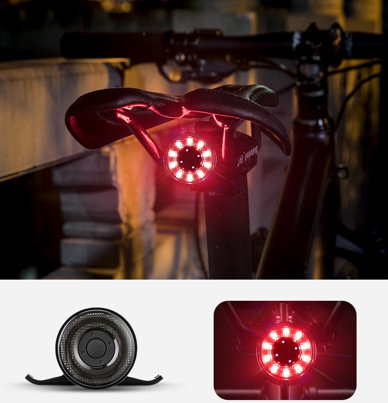 Фонарь задний ROCKBROS , крепеж на заднюю трубу, датчик сна и торможения, USB