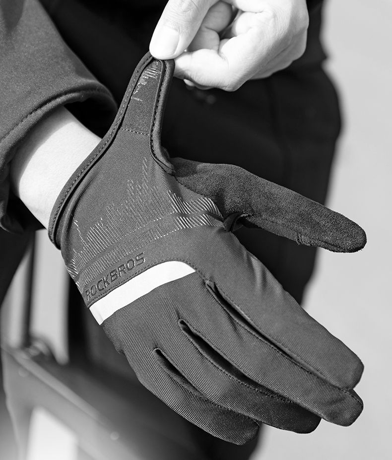 Велоперчатки ROCKBROS Shanghai черные. Длинные пальцы.