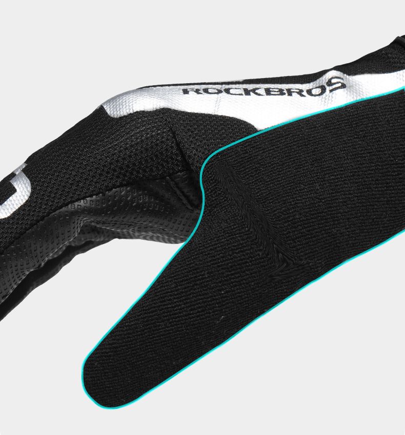 Велоперчатки ROCKBROS Reflective черные. Длинные пальцы. Кожаные со светоотражателями