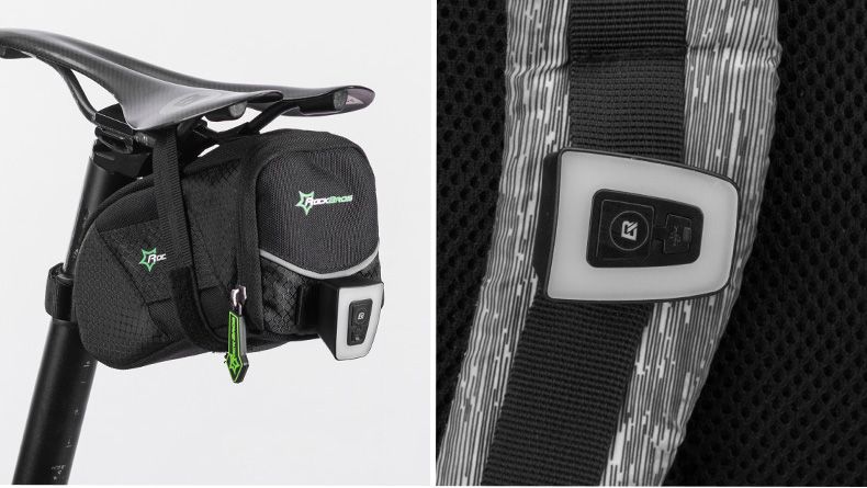 Фонарь задний ROCKBROS мягкий свет, диодный, 5 режимов, USB возможно крепить на одежду и шлем