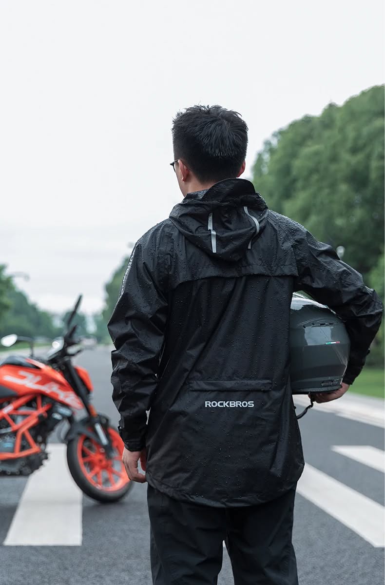 Ветровка-дождевик ROCKBROS YPY013 приталенный крой, сетчатая подкладка; черный, размер 4XL (EU 3XL)