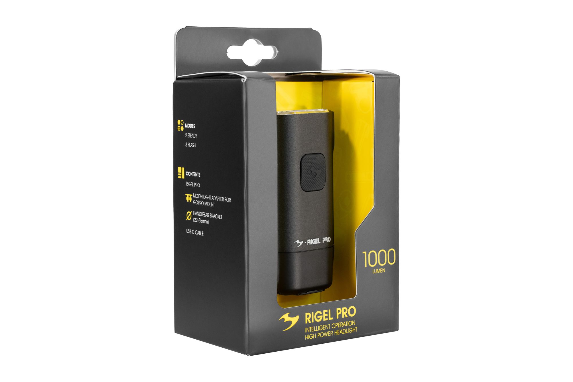 Фонарь передний Moon RIGEL PRO (C1-Black), 1000 Лм, 6 режимов, USB‑C (версия 2025)